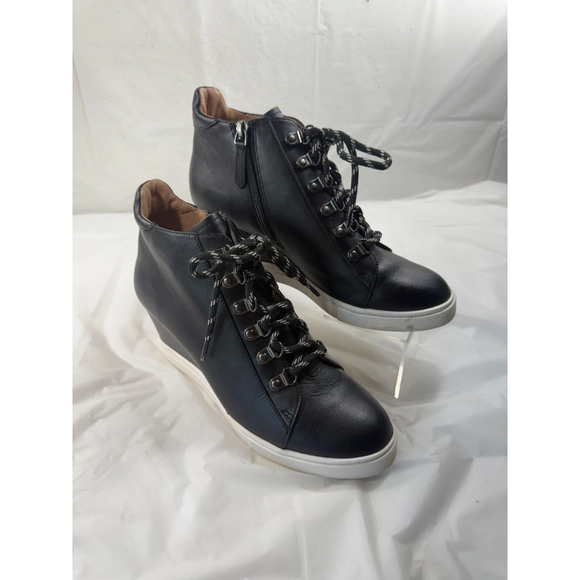Linea Paolo FINA Ankle Booties wedge sneaker 8.5 M Black - Picture 9 of 16